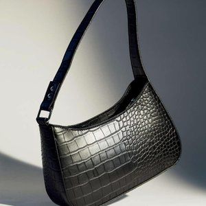 Urban Outfitters Black Faux Leather Baguette Bag/Shoulder Bag